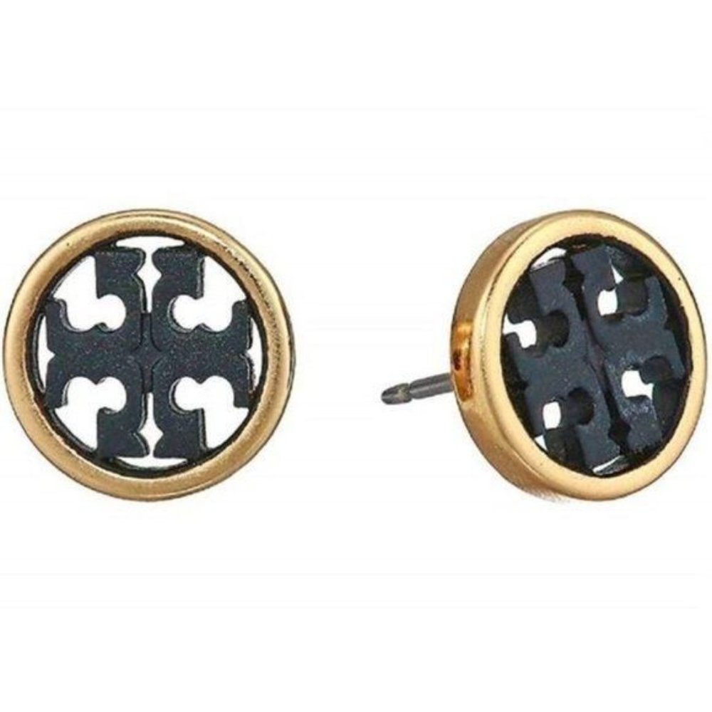 NWT Tory Burch Mini Black Stud Earrings - Picture 2 of 7